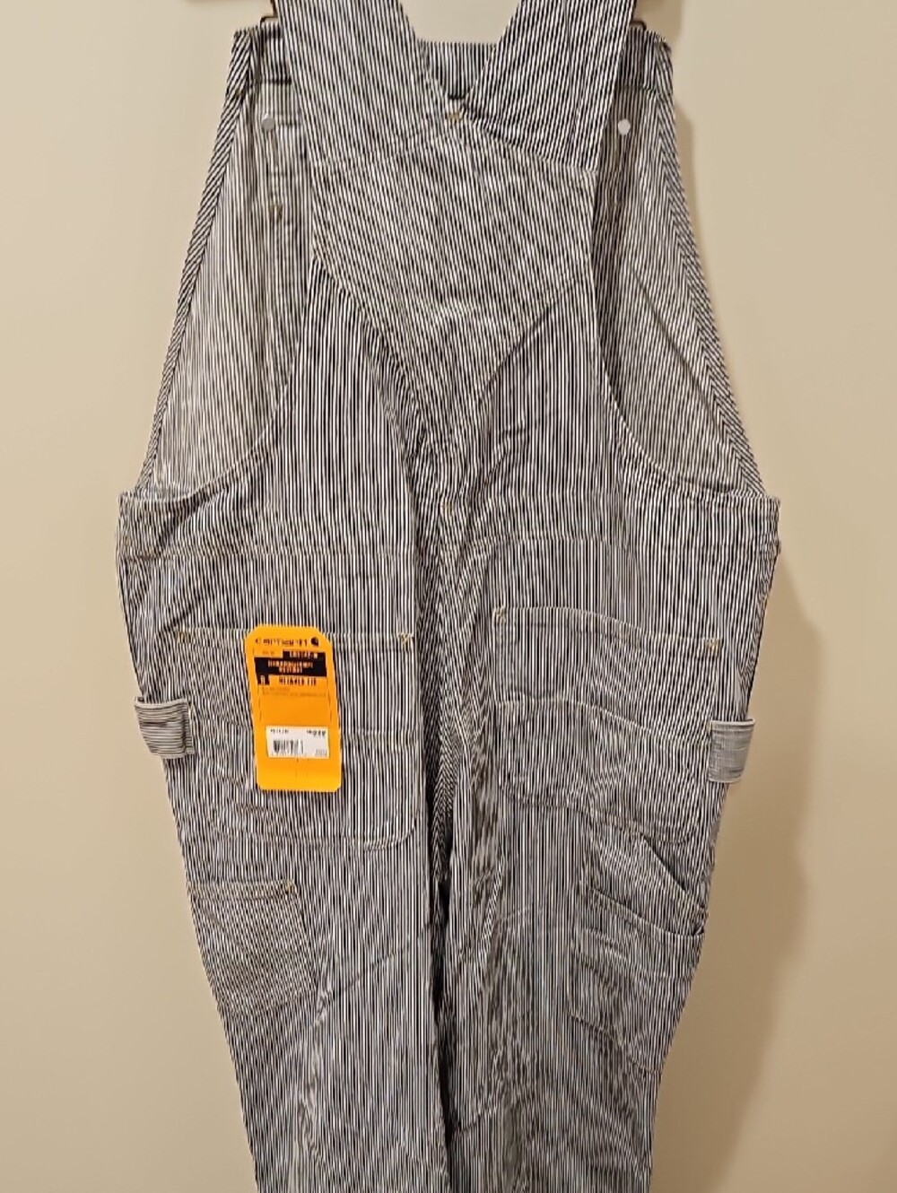 Carhartt Women's Gray Stripe Cotton Work Overalls; NWT; XL - Picture 7 of 10